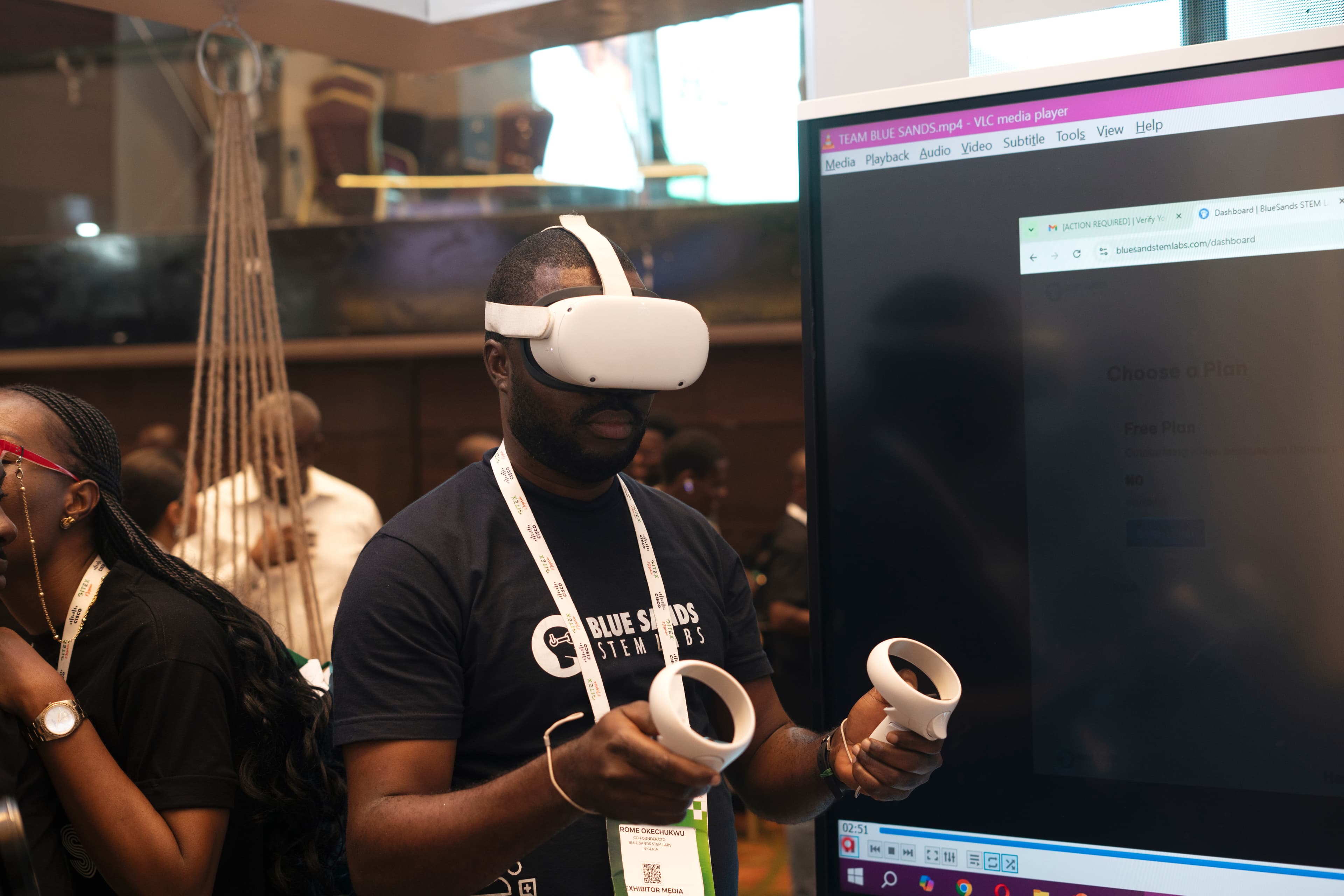 Student using VR headset